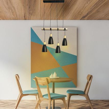 Luster na sajli 4xE27/60W/230V crno