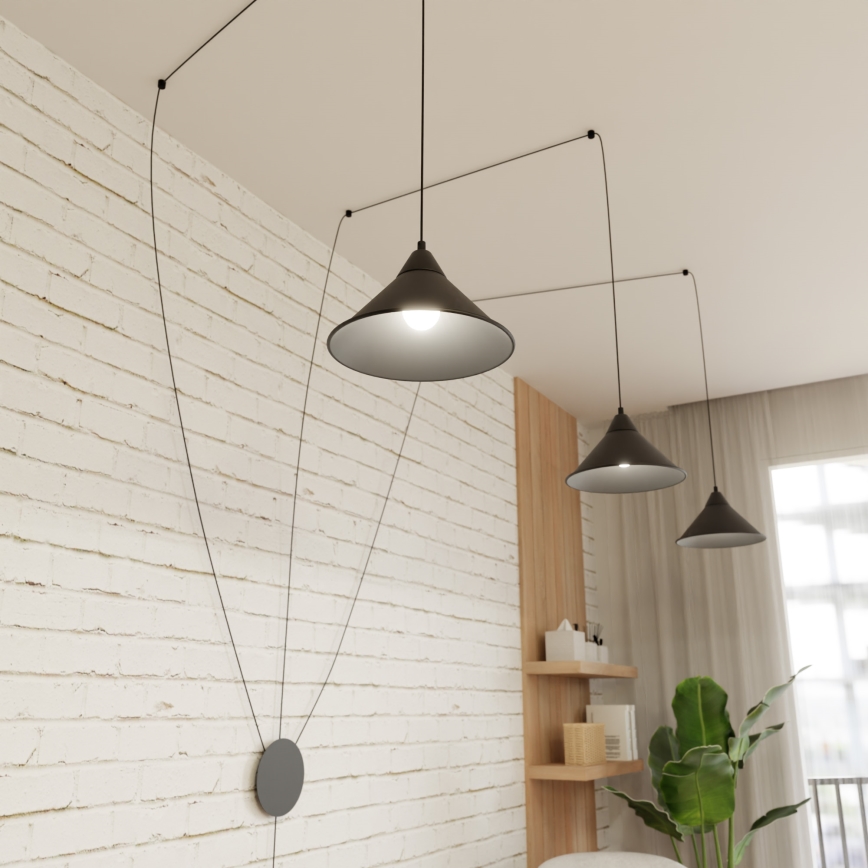 Luster na sajli ABRAMO 3xE27/15W/230V crno