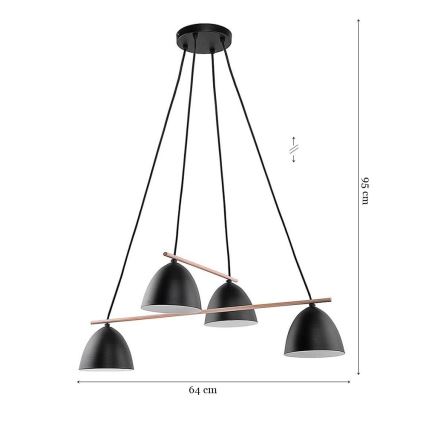 Luster na sajli AIDA 4xE27/15W/230V