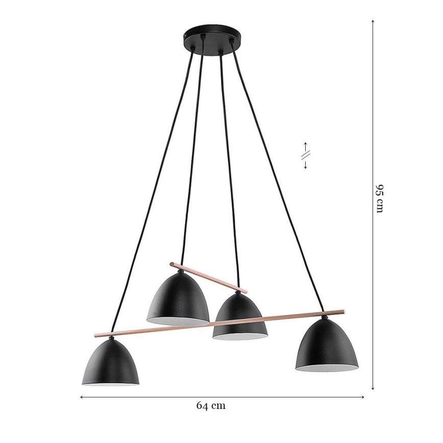 Luster na sajli AIDA 4xE27/15W/230V