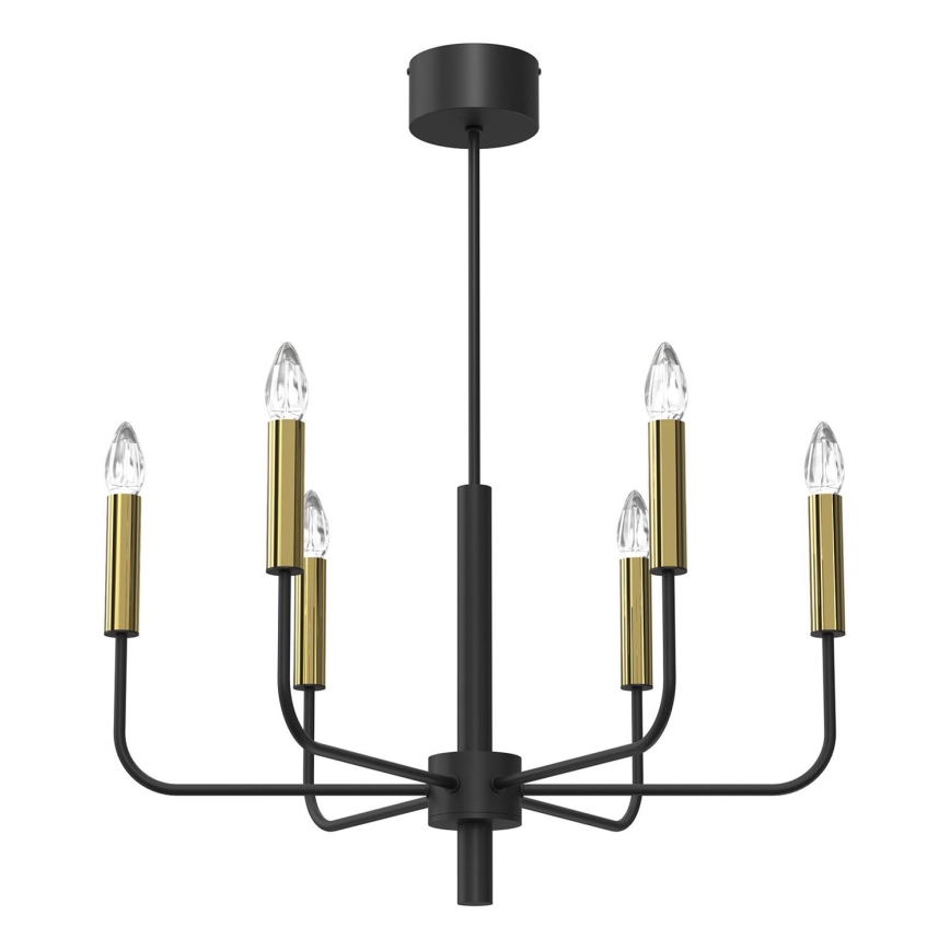 Luster na sajli AKASYA 6xE14/15W/230V crno/zlatna