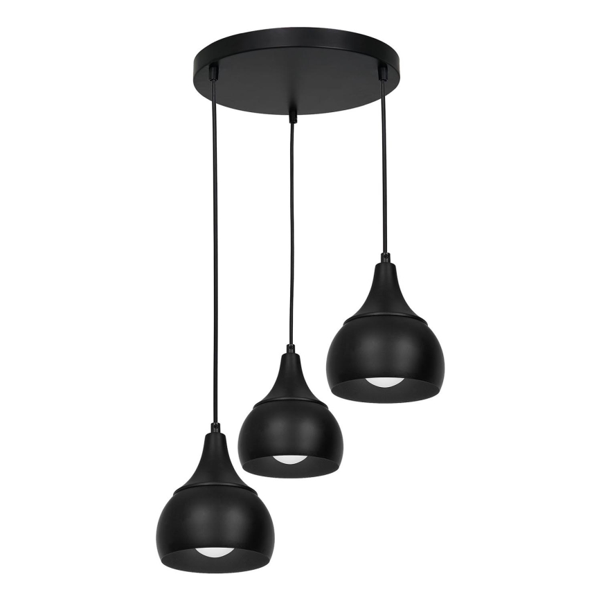 Luster na sajli AKTAN 3xE27/60W/230V crno okrugli