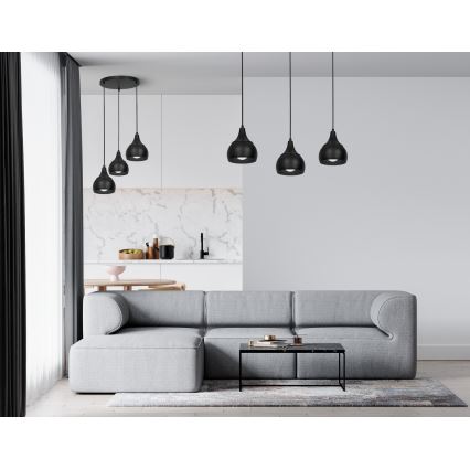 Luster na sajli AKTAN 3xE27/60W/230V crno okrugli
