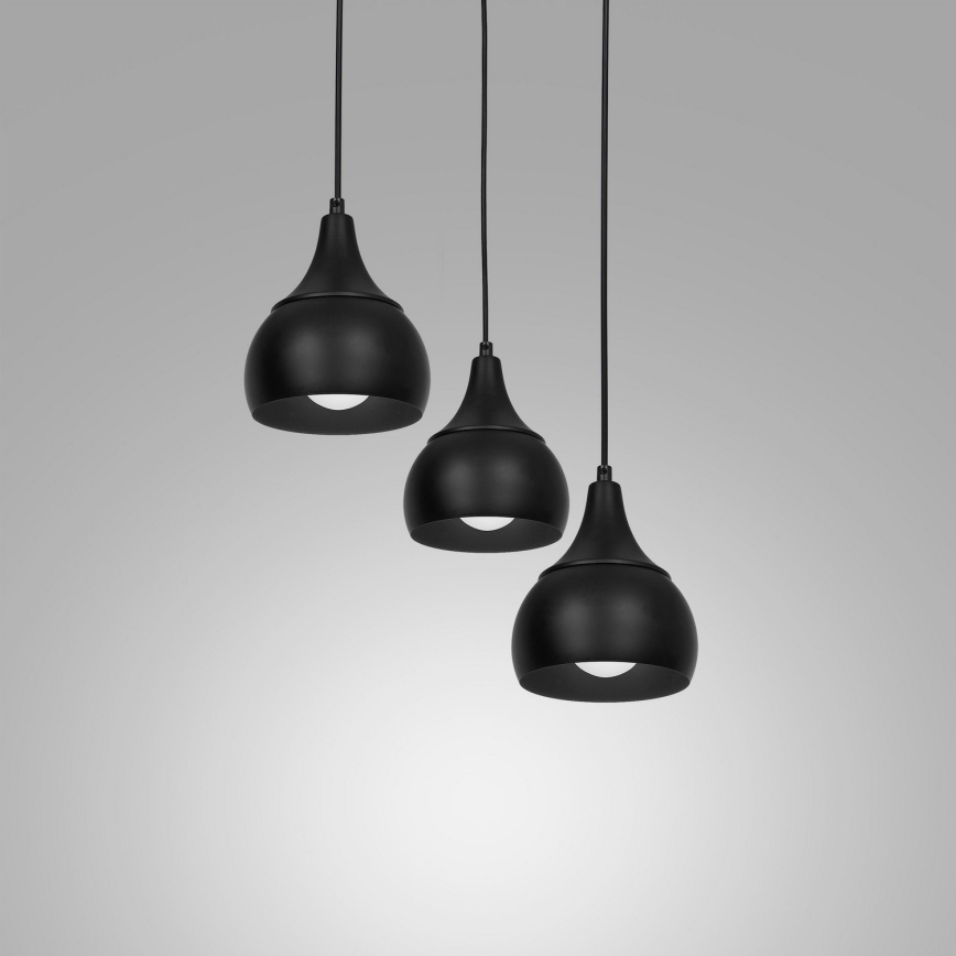 Luster na sajli AKTAN 3xE27/60W/230V crno okrugli