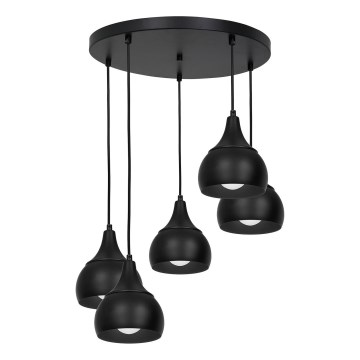 Luster na sajli AKTAN 5xE27/60W/230V crno okrugli