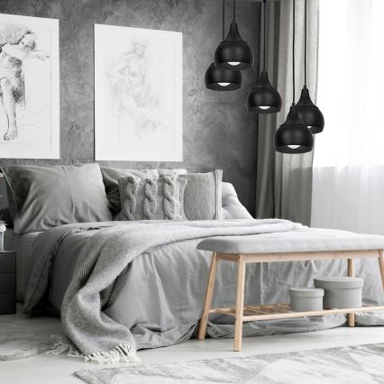 Luster na sajli AKTAN 5xE27/60W/230V crno okrugli