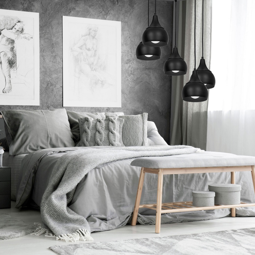 Luster na sajli AKTAN 5xE27/60W/230V crno okrugli
