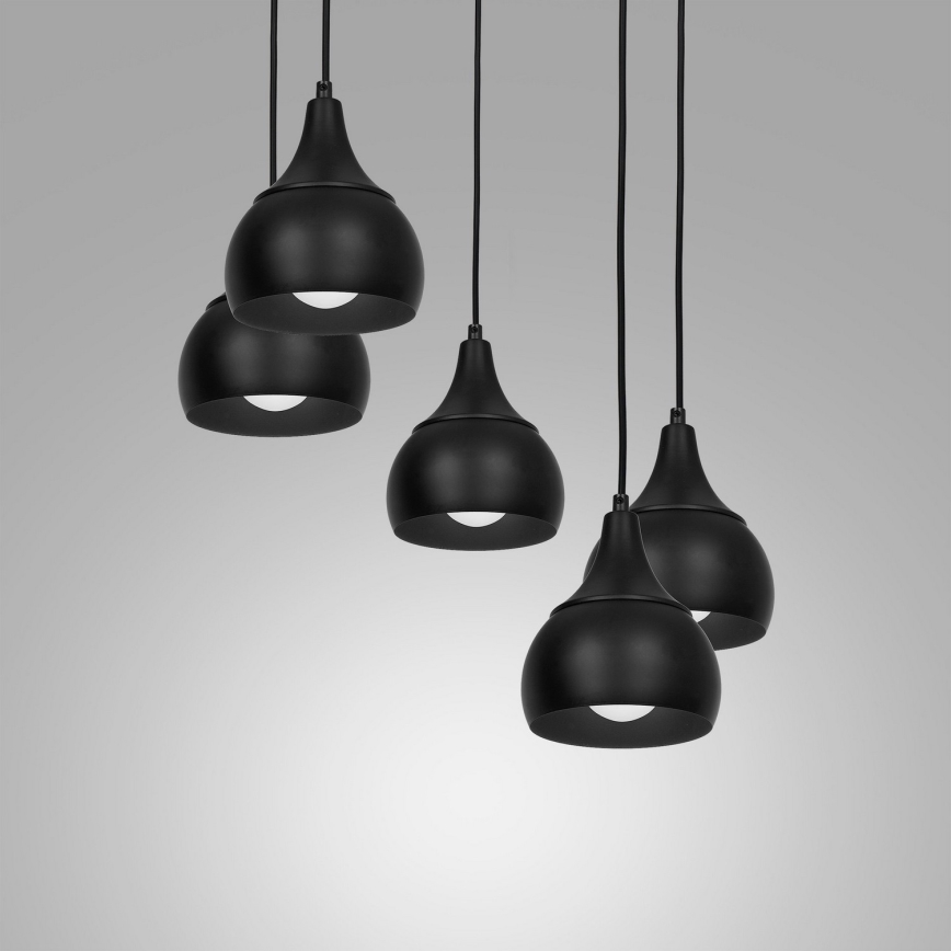 Luster na sajli AKTAN 5xE27/60W/230V crno okrugli