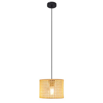 Luster na sajli ALBA 1x E27/15W/230V, prečnik 20 cm, ratan/crna