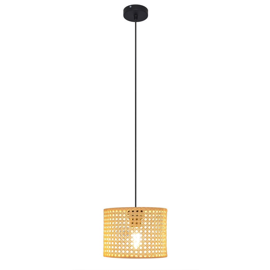Luster na sajli ALBA 1x E27/15W/230V, prečnik 20 cm, ratan/crna