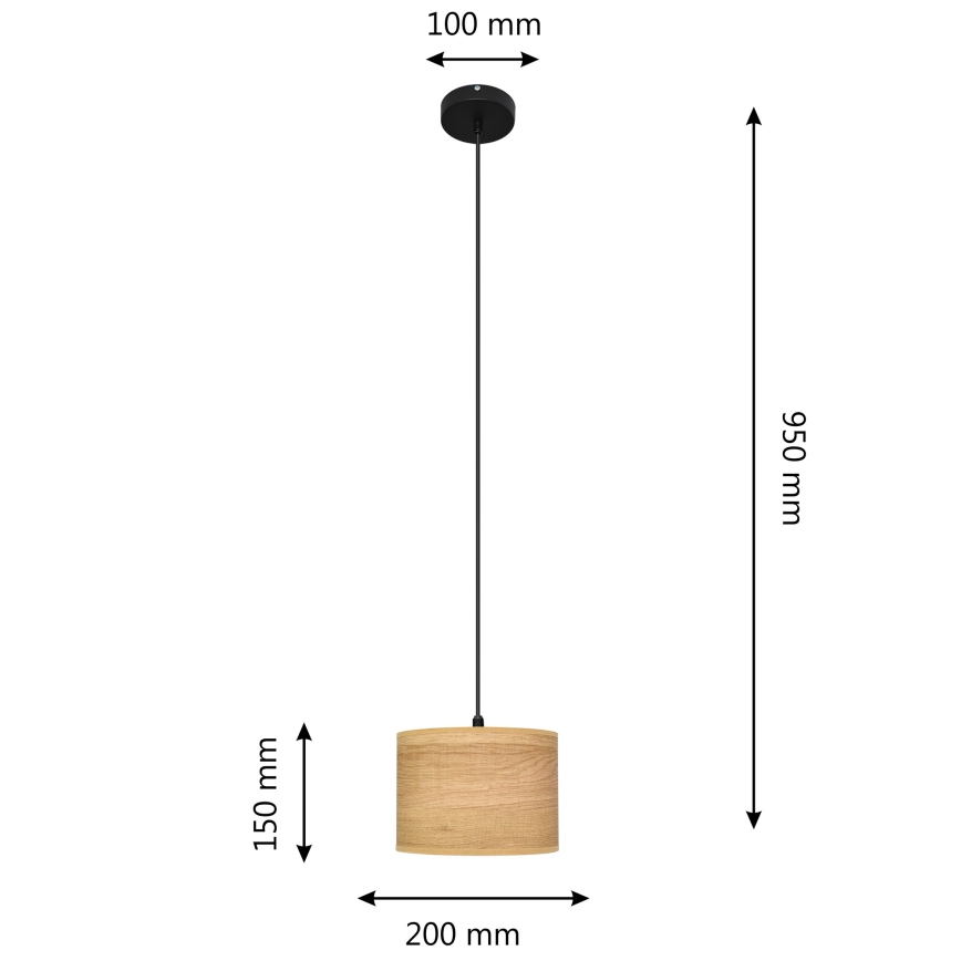 Luster na sajli ALBA 1xE27/15W/230V pr. 20 cm braon/crno