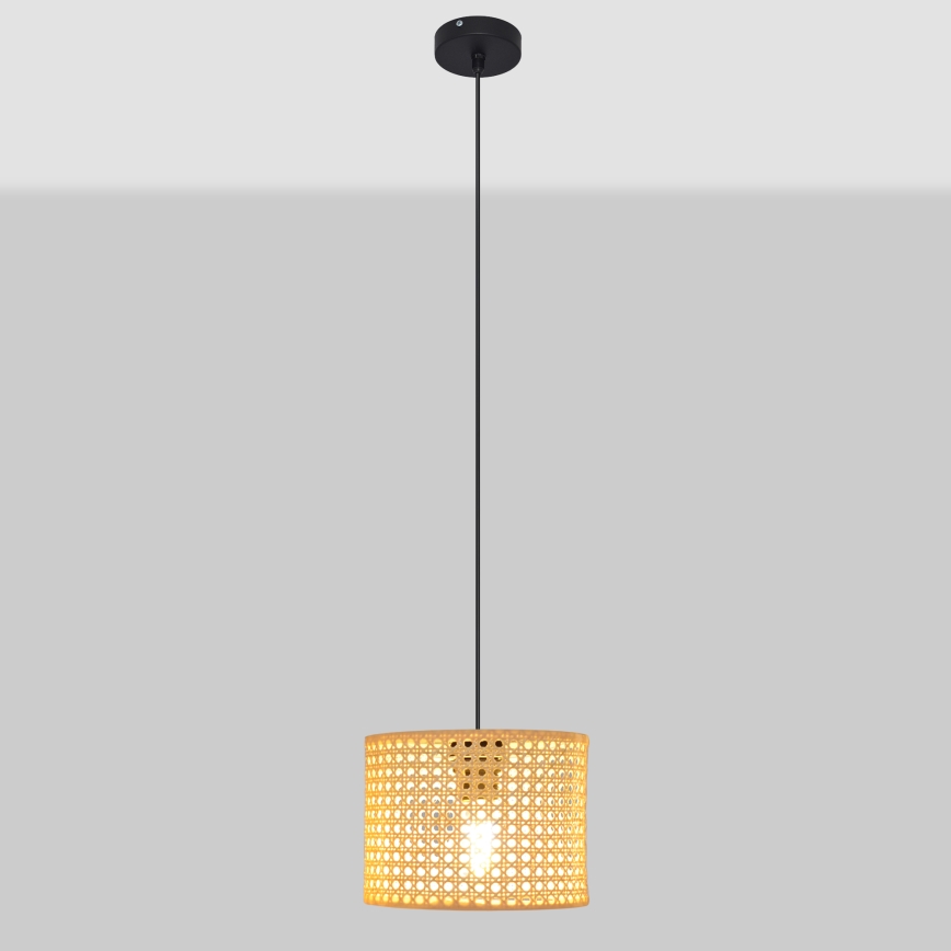 Luster na sajli ALBA 1xE27/15W/230V pr. 20 cm ratan/crno