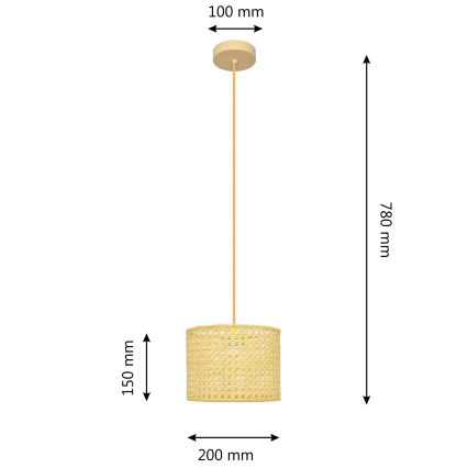 Luster na sajli ALBA 1xE27/15W/230V pr. 20 cm ratan