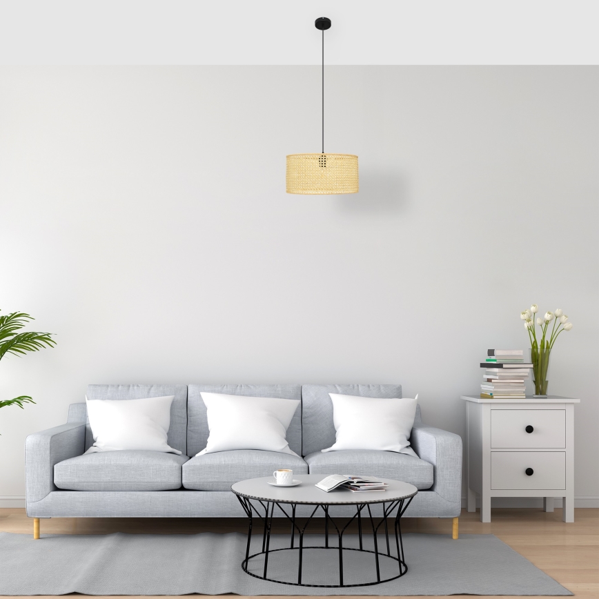 Luster na sajli ALBA 1xE27/15W/230V pr. 40 cm ratan/crno