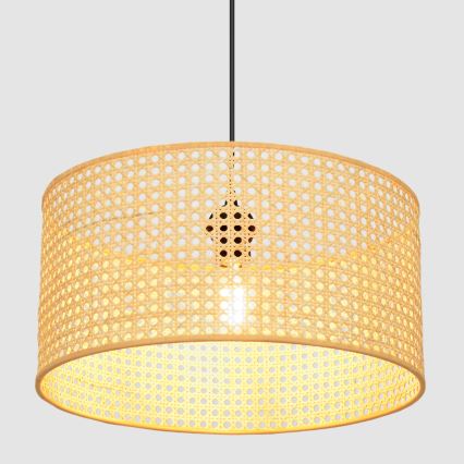 Luster na sajli ALBA 1xE27/15W/230V pr. 40 cm ratan/crno