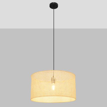 Luster na sajli ALBA 1xE27/15W/230V pr. 45 cm ratan/crno