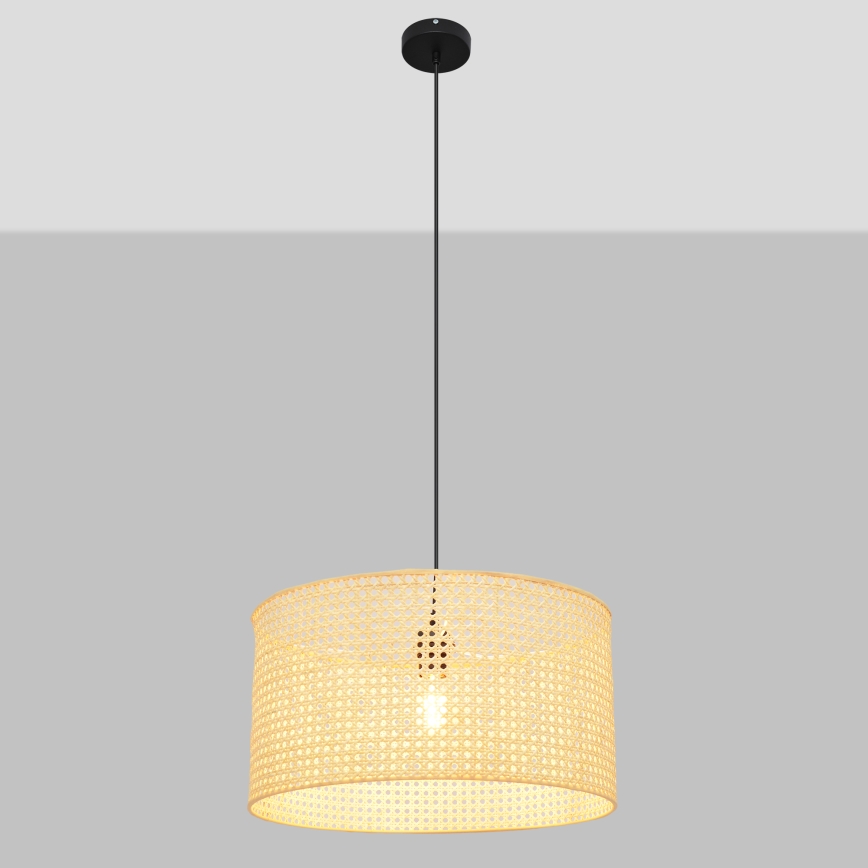 Luster na sajli ALBA 1xE27/15W/230V pr. 45 cm ratan/crno
