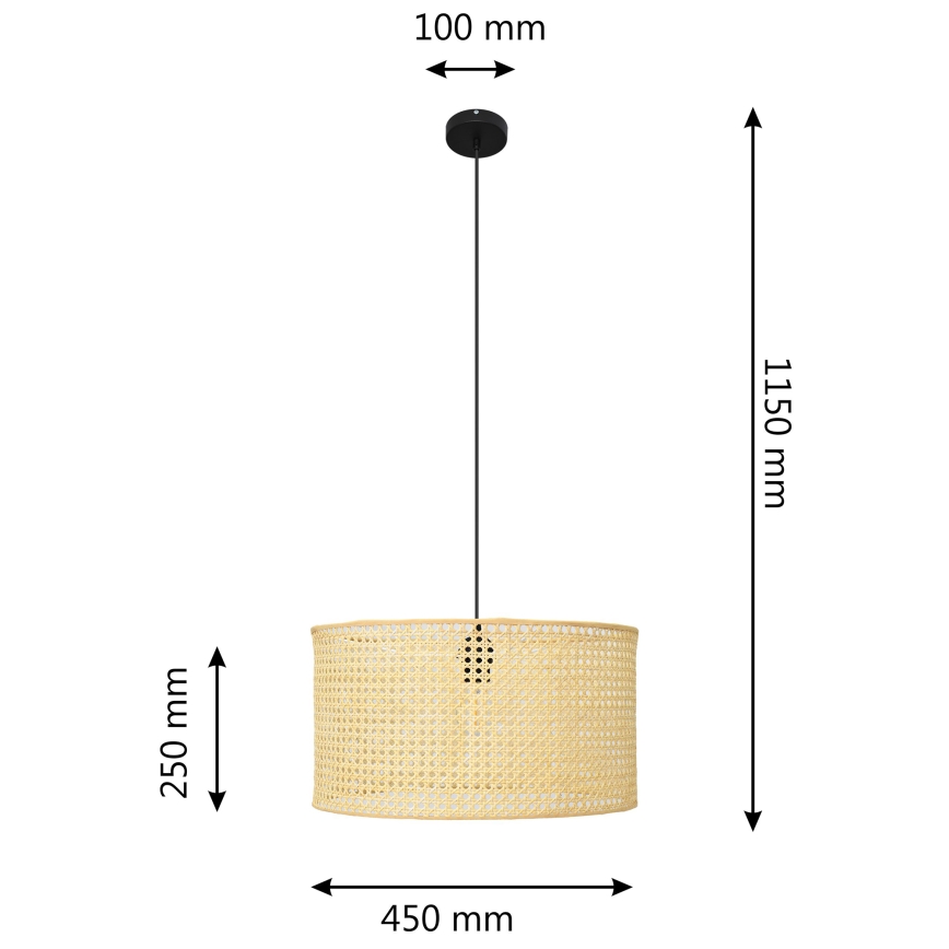 Luster na sajli ALBA 1xE27/15W/230V pr. 45 cm ratan/crno
