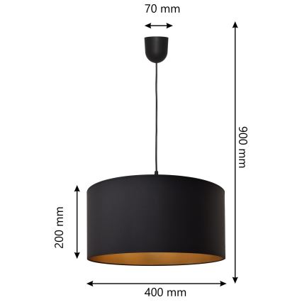 Luster na sajli ALBA 1xE27/15W/230V prečnik 40 cm crna/zlatna