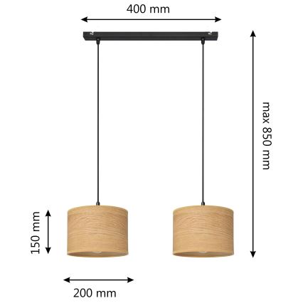 Luster na sajli ALBA 2xE27/15W/230V braon/crno