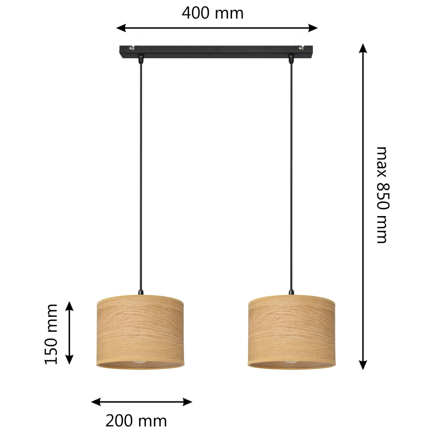 Luster na sajli ALBA 2xE27/15W/230V braon/crno