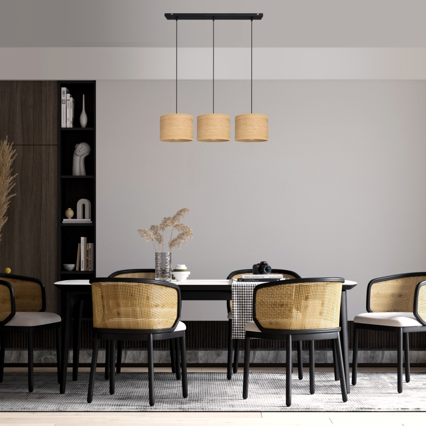 Luster na sajli ALBA 3xE27/15W/230V braon/crno