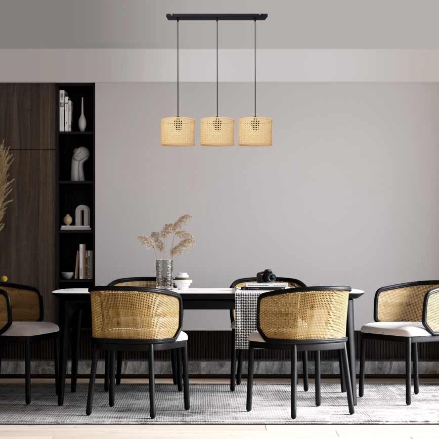 Luster na sajli ALBA 3xE27/15W/230V ratan/crno