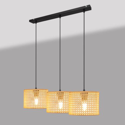 Luster na sajli ALBA 3xE27/15W/230V ratan/crno