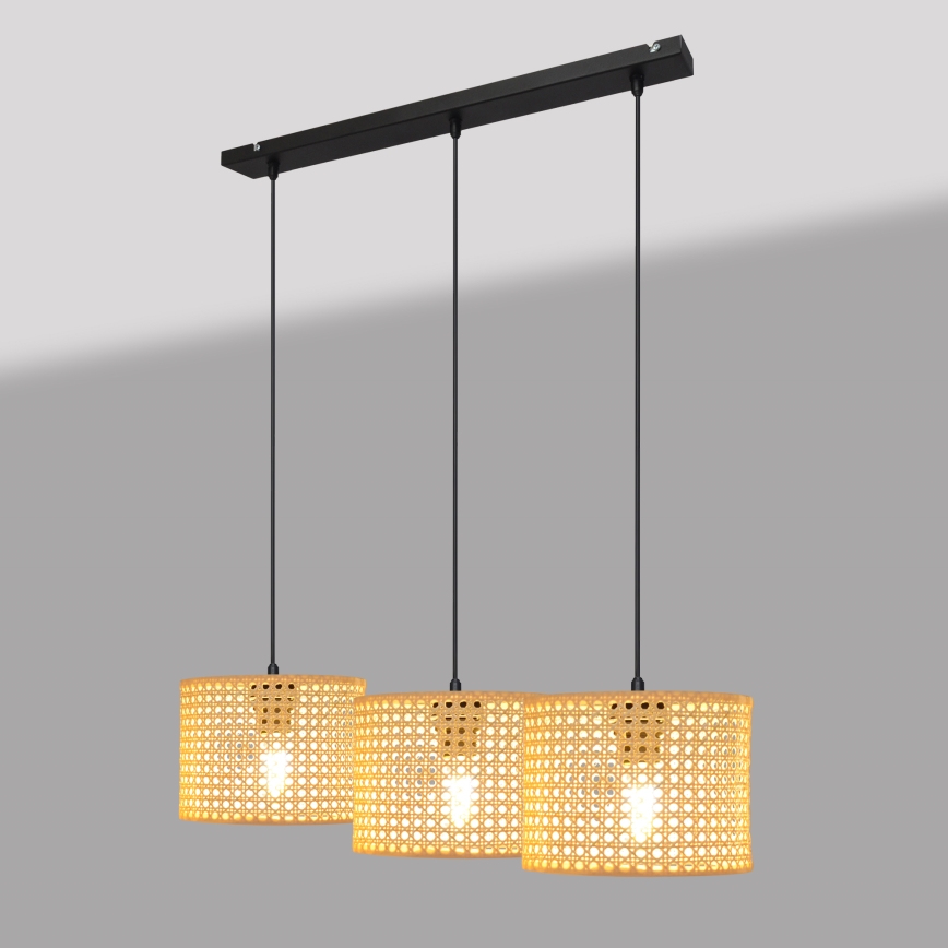 Luster na sajli ALBA 3xE27/15W/230V ratan/crno