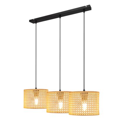 Luster na sajli ALBA 3xE27/15W/230V ratan/crno