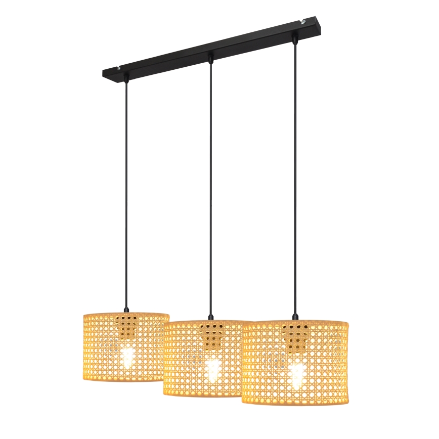 Luster na sajli ALBA 3xE27/15W/230V ratan/crno