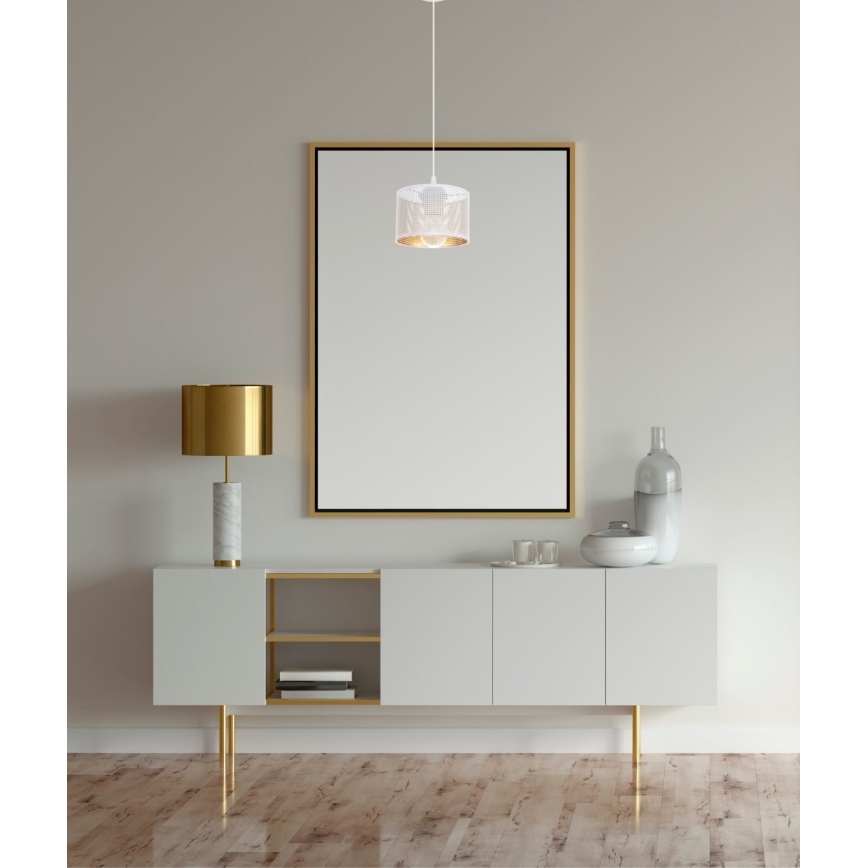 Luster na sajli ALDO 1xE27/60W/230V pr. 15 cm bela