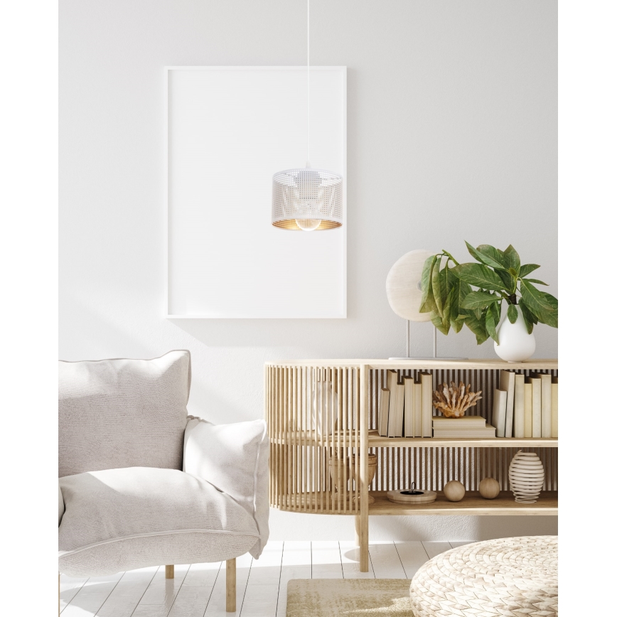 Luster na sajli ALDO 1xE27/60W/230V pr. 15 cm bela