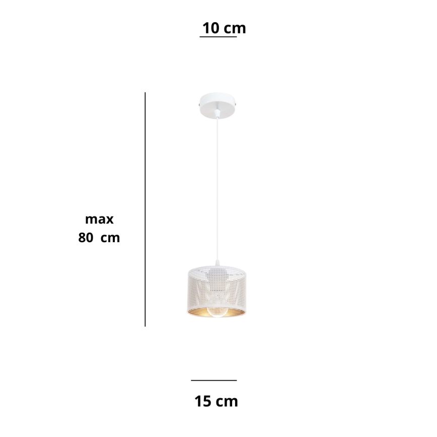Luster na sajli ALDO 1xE27/60W/230V pr. 15 cm bela