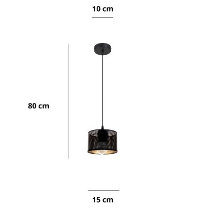 Luster na sajli ALDO 1xE27/60W/230V pr. 15 cm crno