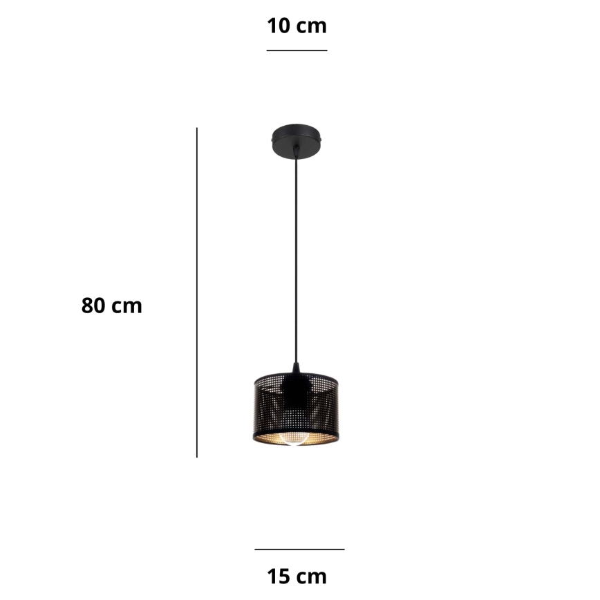 Luster na sajli ALDO 1xE27/60W/230V pr. 15 cm crno