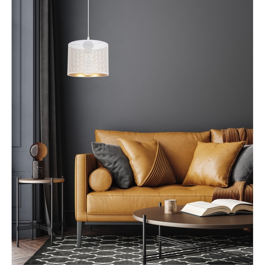 Luster na sajli ALDO 1xE27/60W/230V pr. 20 cm bela