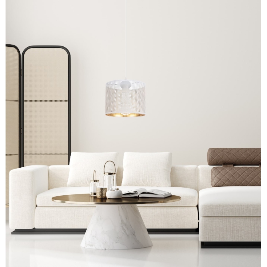 Luster na sajli ALDO 1xE27/60W/230V pr. 20 cm bela
