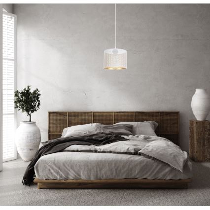 Luster na sajli ALDO 1xE27/60W/230V pr. 20 cm bela