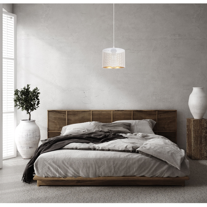 Luster na sajli ALDO 1xE27/60W/230V pr. 20 cm bela