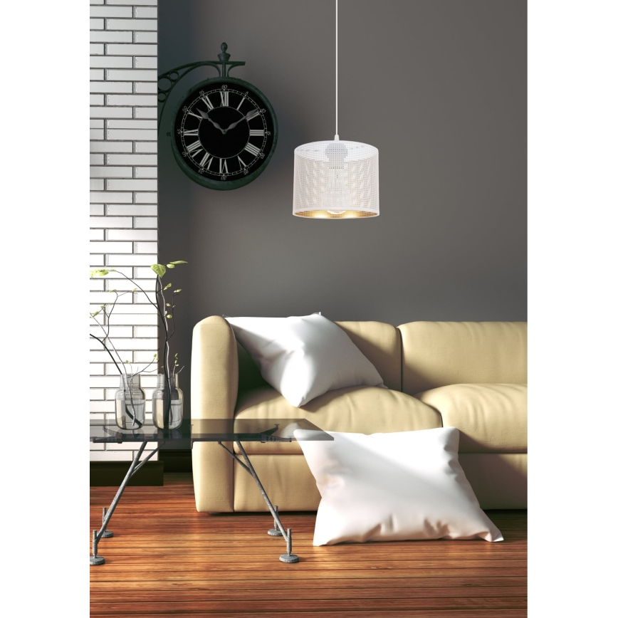 Luster na sajli ALDO 1xE27/60W/230V pr. 20 cm bela