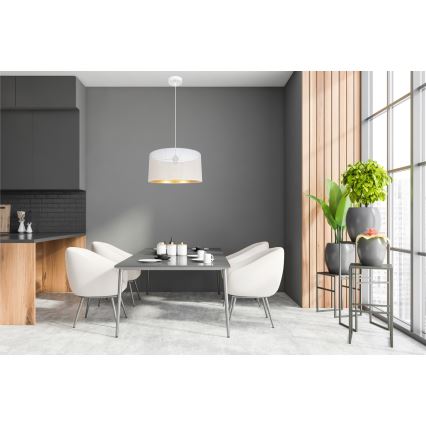 Luster na sajli ALDO 1xE27/60W/230V pr. 40 cm bela