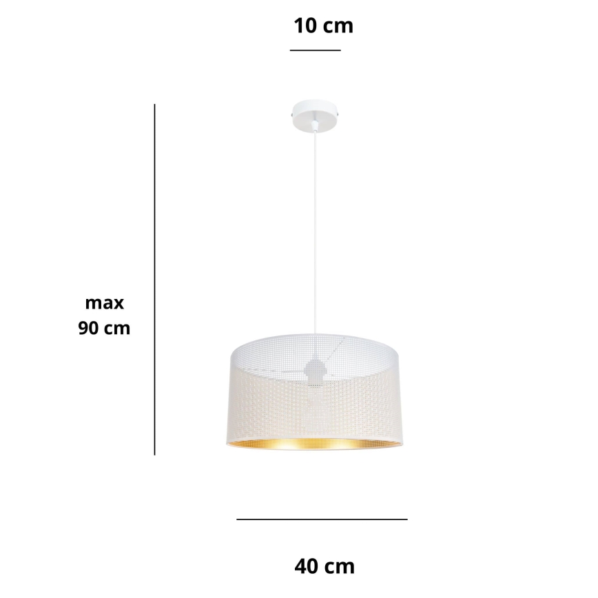 Luster na sajli ALDO 1xE27/60W/230V pr. 40 cm bela