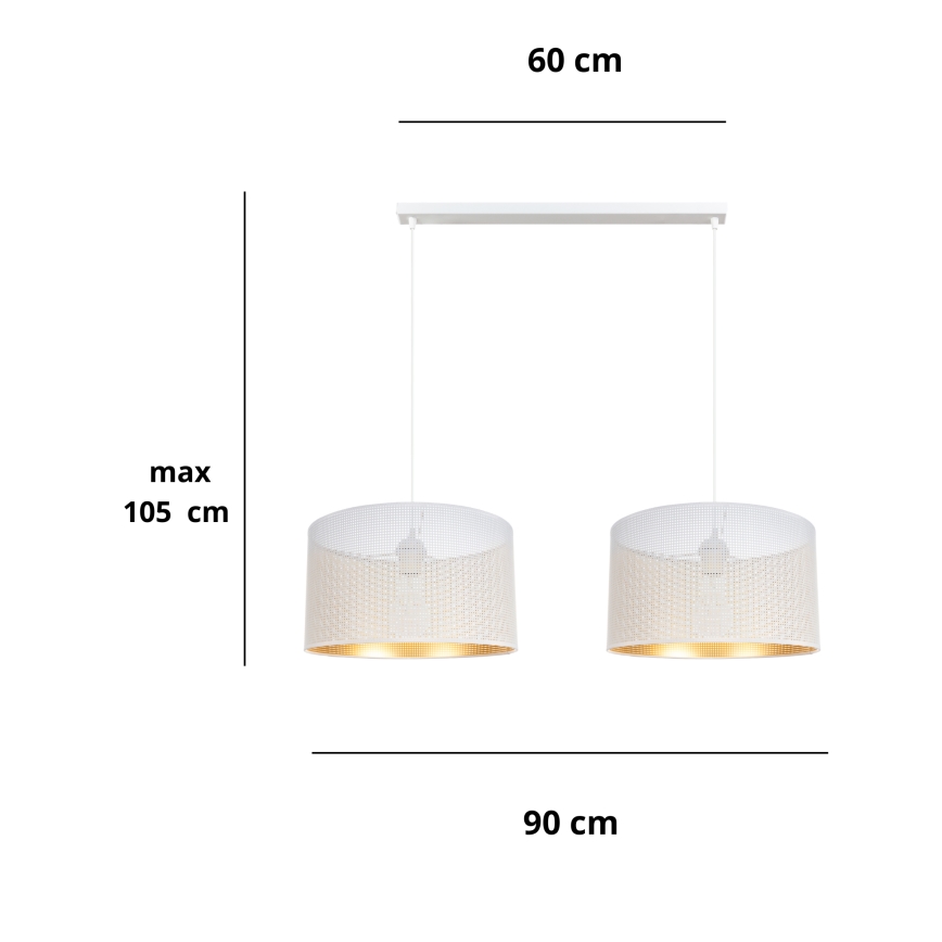 Luster na sajli ALDO 2xE27/60W/230V bela