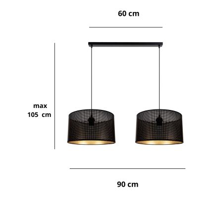 Luster na sajli ALDO 2xE27/60W/230V crno