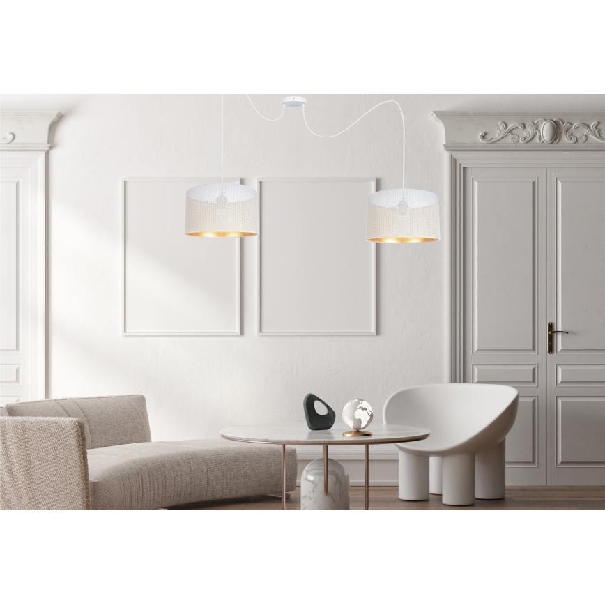 Luster na sajli ALDO 2xE27/60W/230V pauk bela