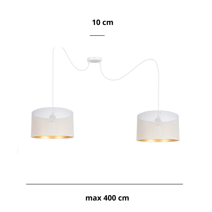 Luster na sajli ALDO 2xE27/60W/230V pauk bela