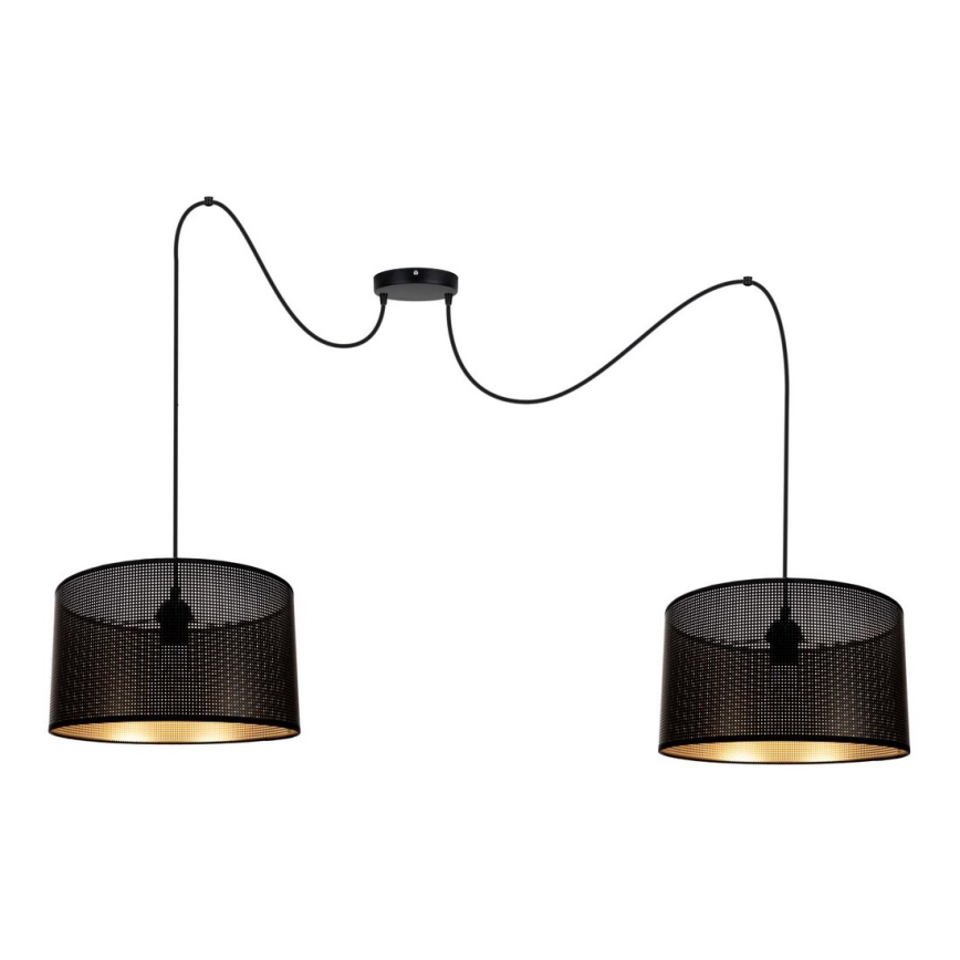 Luster na sajli ALDO 2xE27/60W/230V pauk crno
