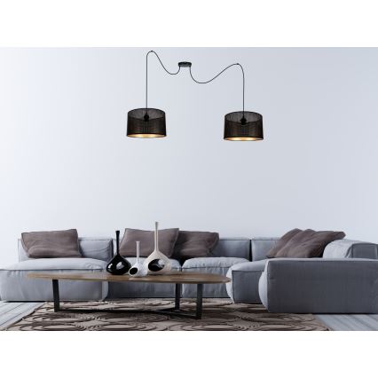 Luster na sajli ALDO 2xE27/60W/230V pauk crno