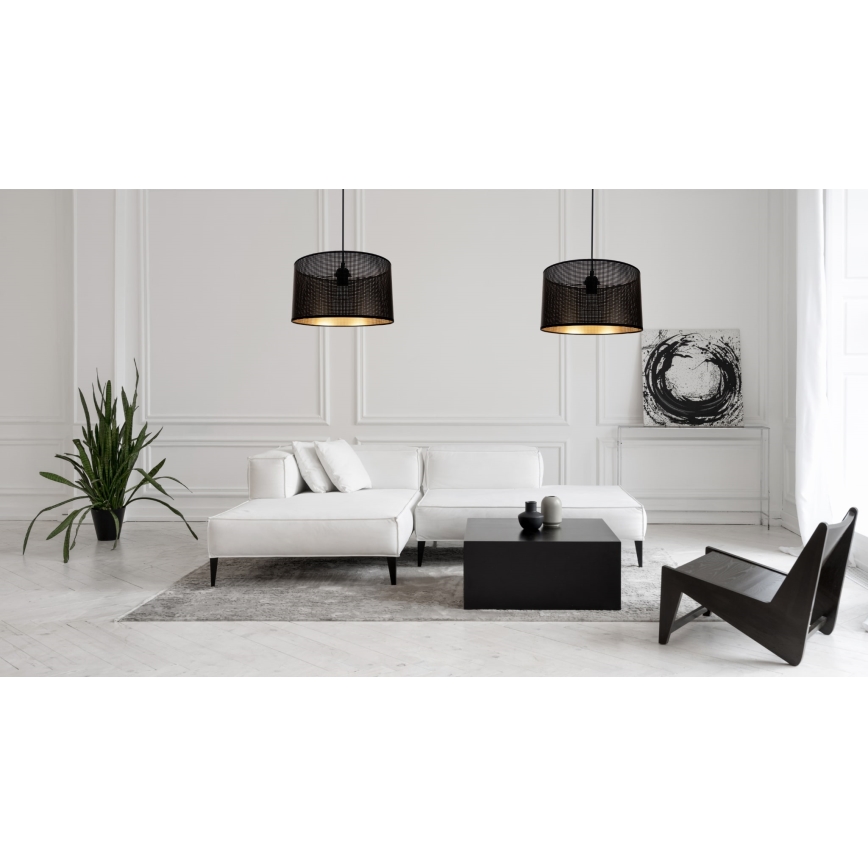 Luster na sajli ALDO 2xE27/60W/230V pauk crno